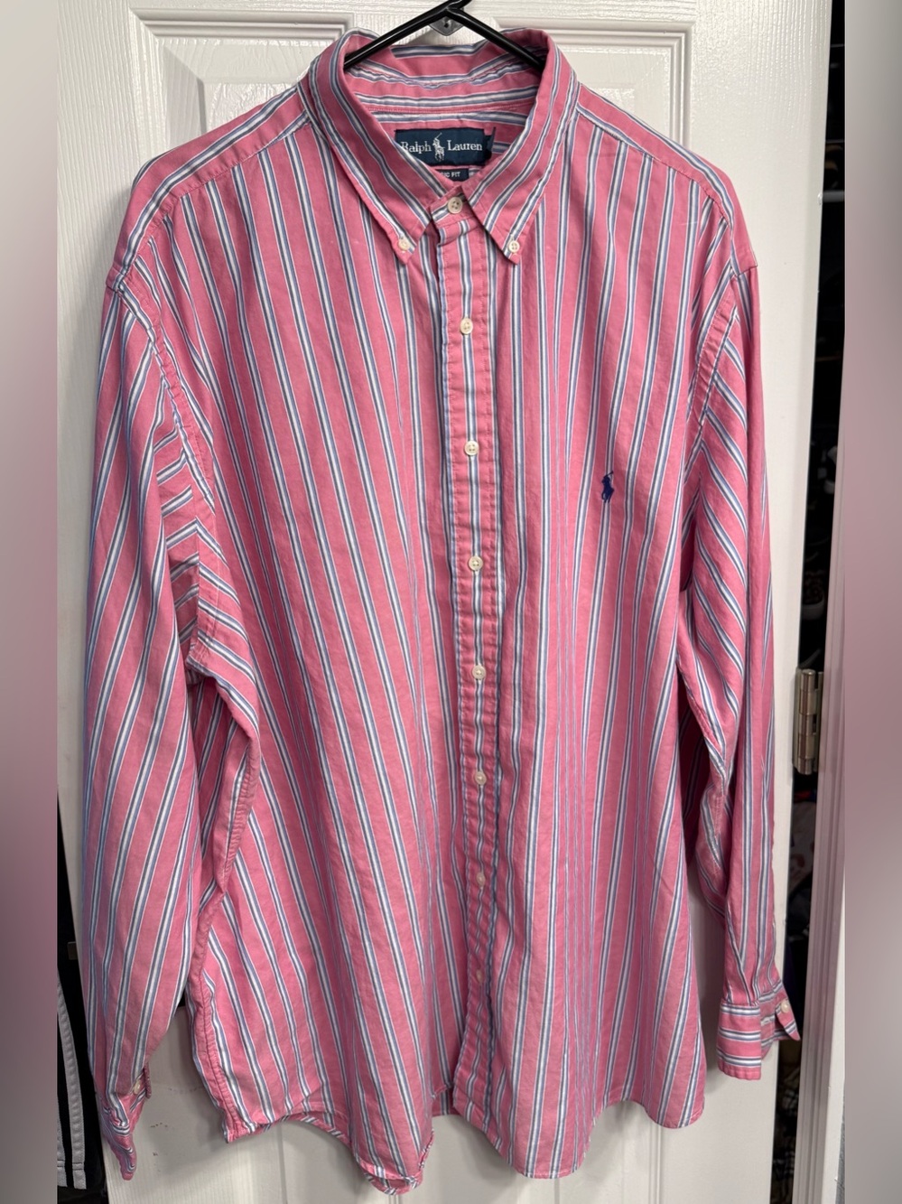 2xb. Ralph Lauren Pink, White & Blue Striped Button-Down Shirt